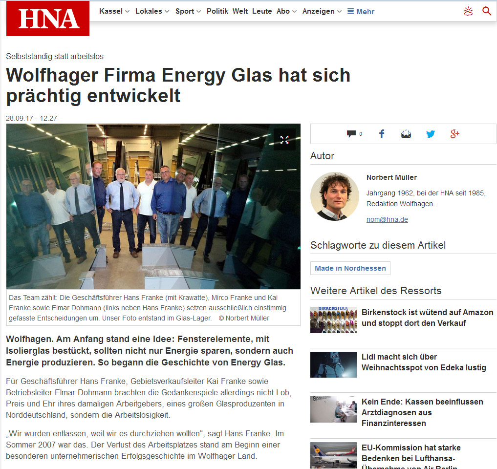 Energy Glas prächtig entwickelt